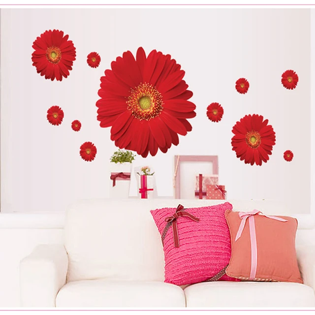 5PCS Flower Stickers On The Wall Living Room Home Decoration Vinyl