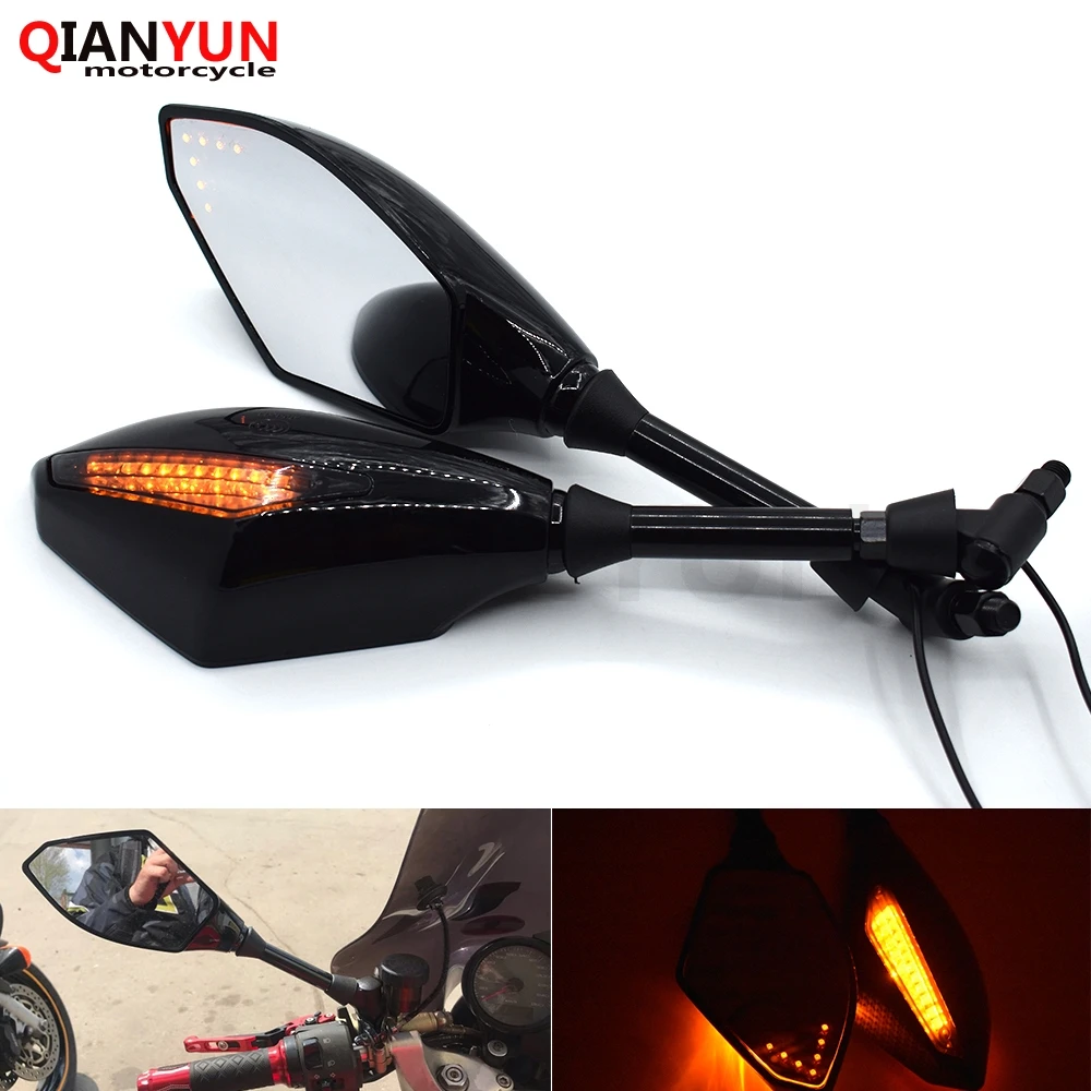 

Universal 10 mm motorcycle LED turn signal rear view mirror side mirror for Honda CB599 CB600 CB919 CBR600 CBR900RR VTX1300