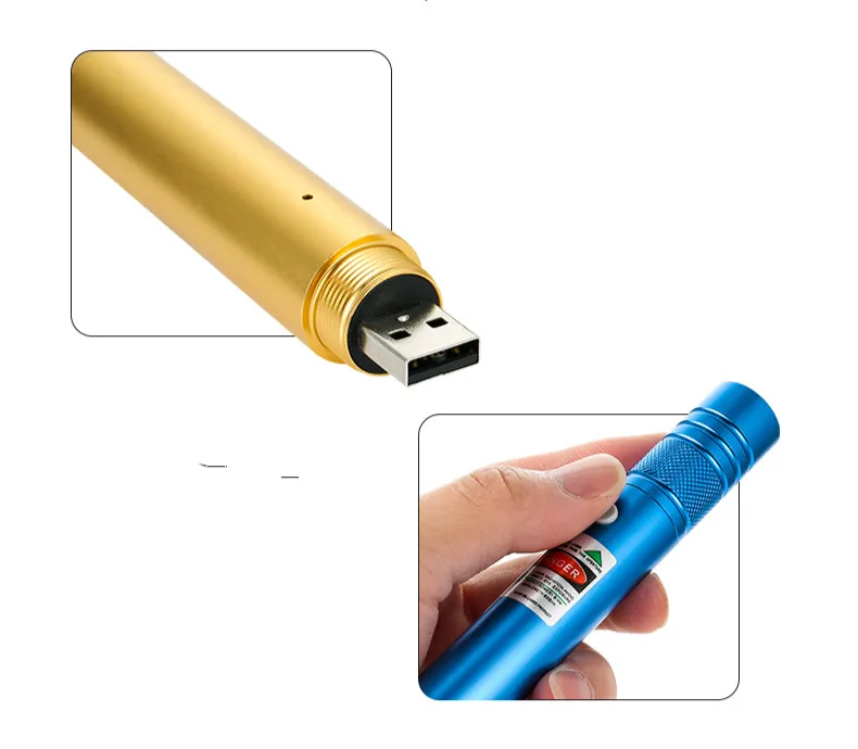 

2xUSB Portable Rechargeable 8000m Laser Pointer Built in Battery Green 532nm Laser Pointer