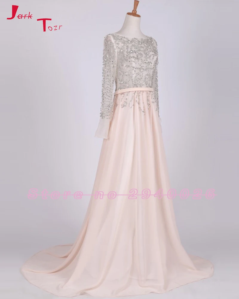 Jark Tozr индивидуальный заказ vestido de festa Формальные с длинным рукавом жемчуг бусины