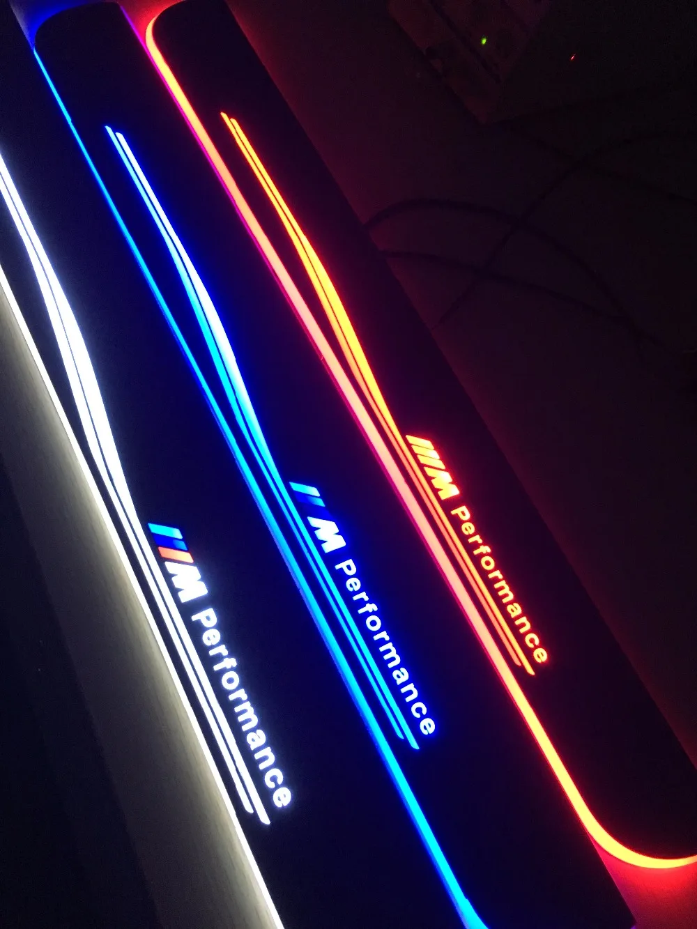 

Qirun acrylic led moving door scuff welcome light pathway lamp door sill plate linings overlays for BMW E39