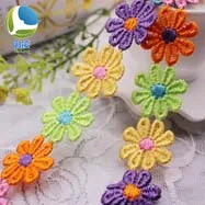 

Hailing Width 2.5CM Lace Daisy Flower multi-colors Colorful Embroidered Lace Trim
