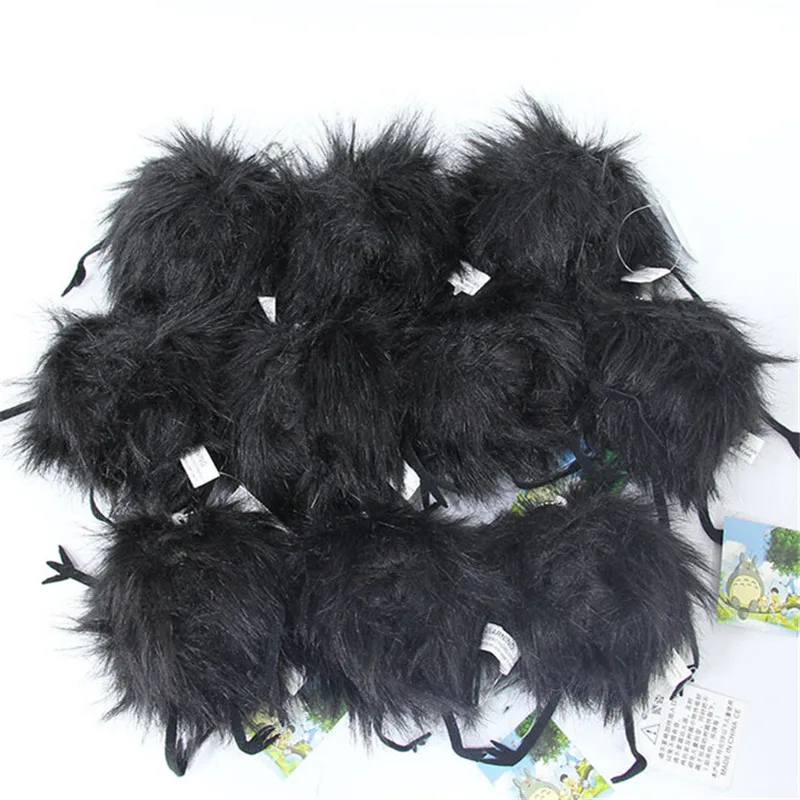 2017 New Totoro Coal Plush Toys Small Cute Anime  My Neighbour Totoro Coals Key Bag Pendants Black briquettes Dolls Gift 9cm 10pcs (4)
