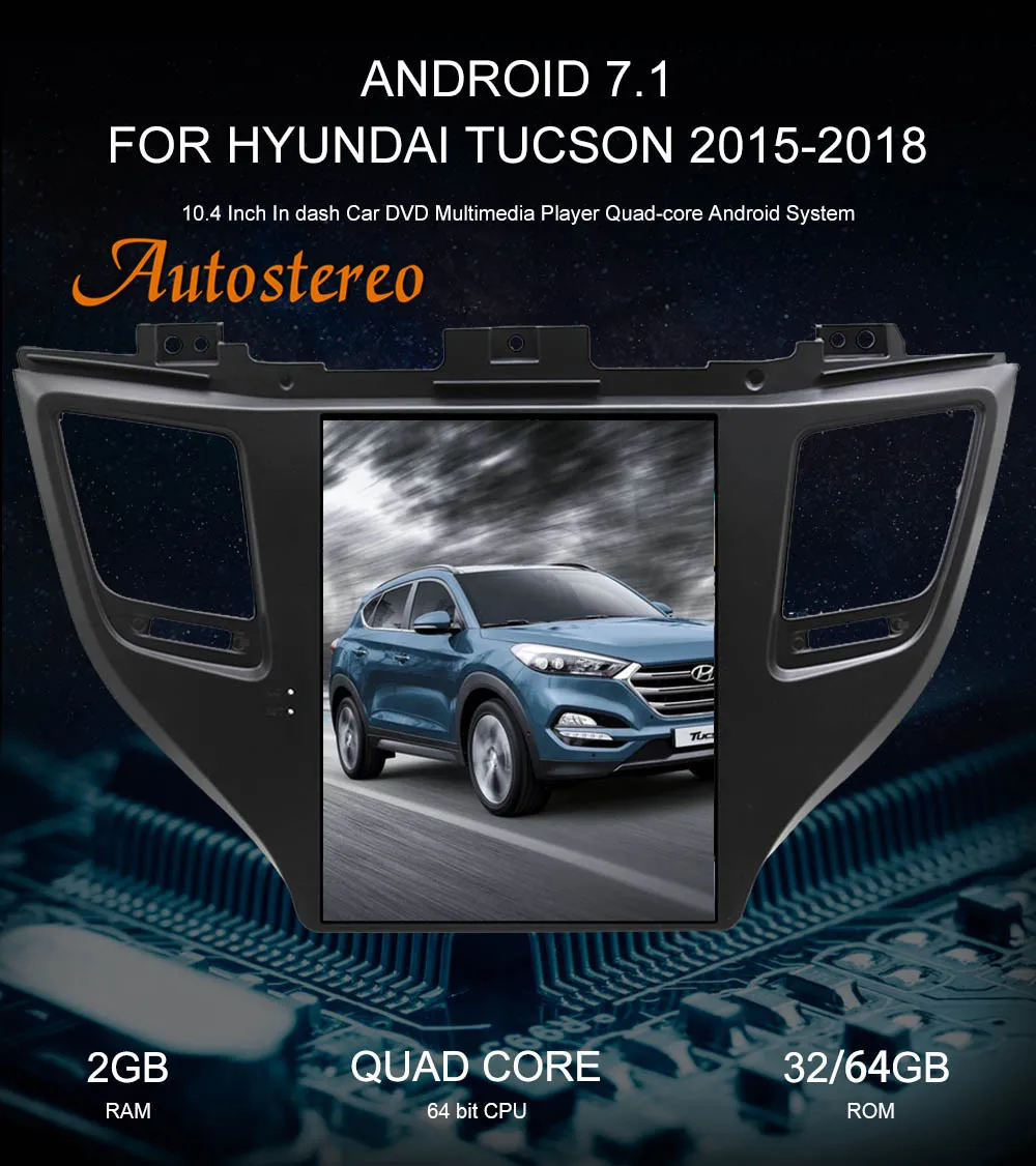 Excellent Tesla style Car GPS Navigation For Hyundai Tuscon 2015-18 Headunit multimedia player Auto stereo radio tape recorder NO DVD IPS 1