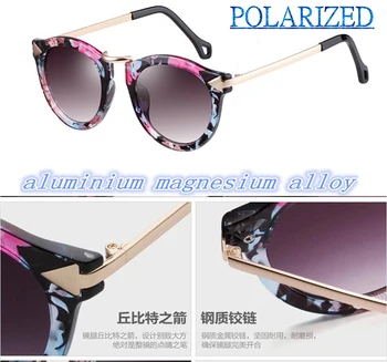 

2016 Magnesium aluminum alloy Retro round Cupid's arrow frame men women polarized sun glasses UV400 polarized sunglasses driving