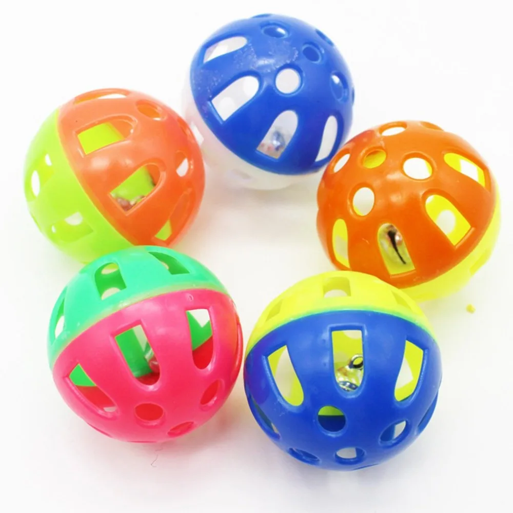 

Cat Ball Toys with Bell Pet Dog Toys Sound Squeak Toys Plastic Bell Ball Antidepressant Toy For Small Dogs Portable Pet Supplies