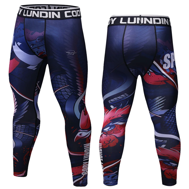 

New Fashion Mens Compression Pants 3D Pattern Print Quick Dry Skinny Bodysuit Leggings Tights Fitness MMA Pants Trousers