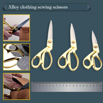 

Sewing Cut Dressmaking Tailor Shear Pinking Scissor Leather Craft Fabric Upholstery Tool Textile Denim Cutter Sewing Tool Gold