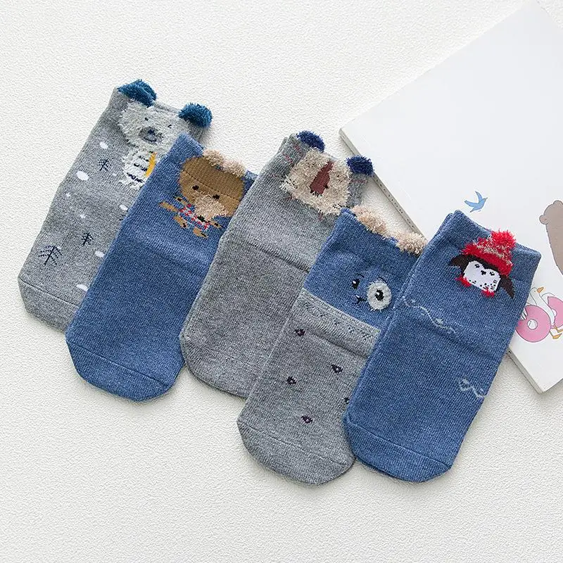 5 пар/набор одежда для малышей для девочек милые хлопковые носки с ручками с мультипликационным животным принтом No Show НЧ носки для маленьких мальчиков для детей - Цвет: D