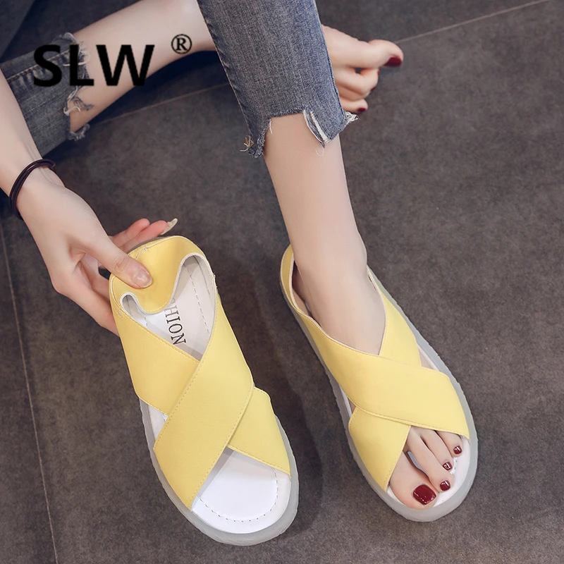

Fashion Womens Shoes 2019 Two Weare Roman Sandals Summer Heels Espadrilles Platform Suit Female Beige Clogs Wedge All-Match Med