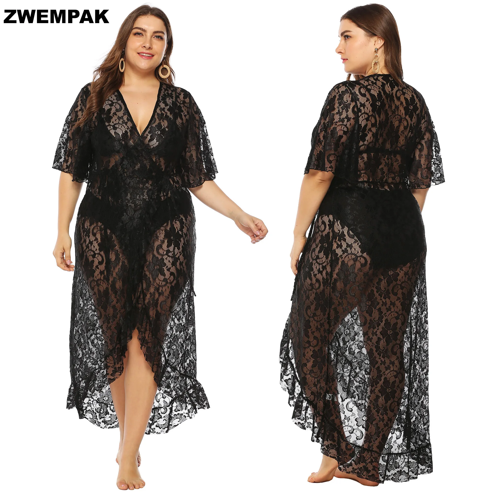 black lace beach dress