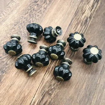 

10x Ceramic Drawer Knobs, 25mm Black Ceramic Kitchen Cabinet Knobs for Dresser Drawers Cabinet Wardrobe Cupboard Furniture Pulls