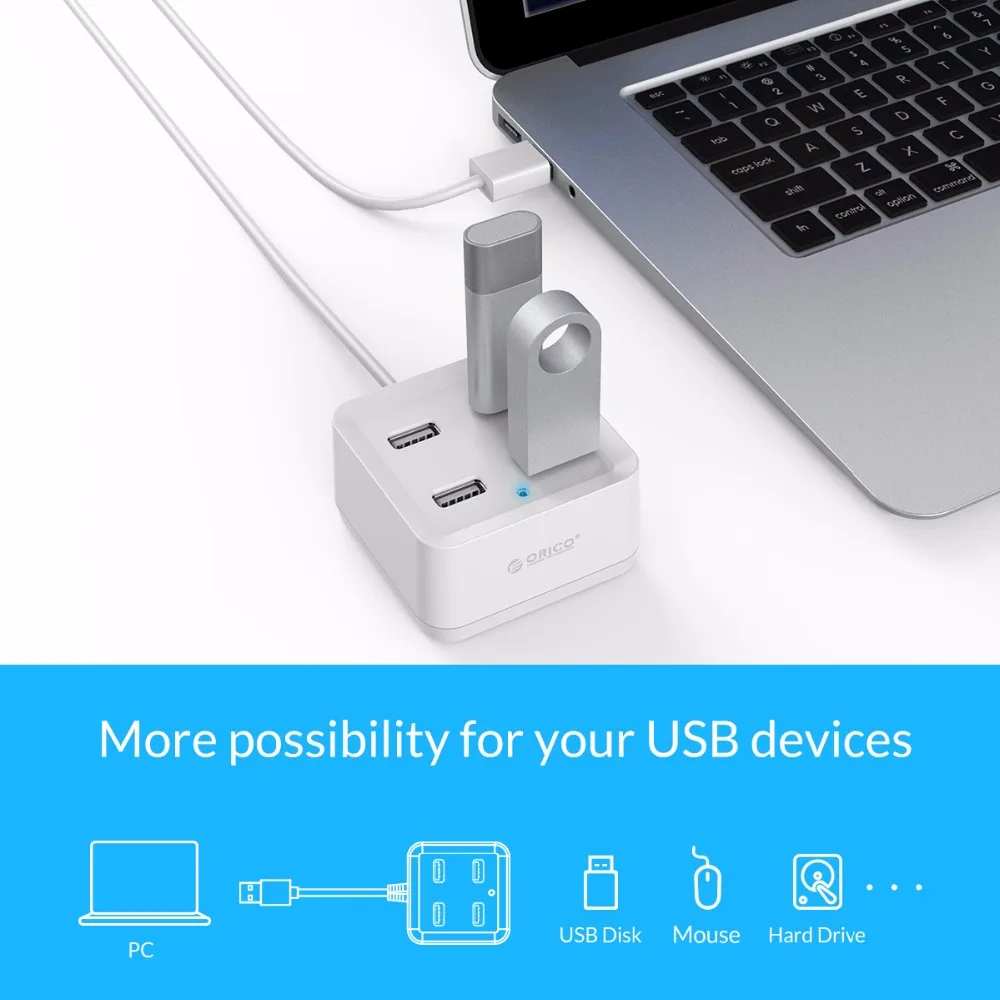 USB Концентратор ORICO 4 порта 2 0 для ноутбука и настольного компьютера мини
