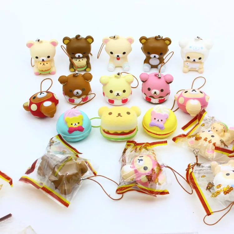 10 шт./партия оригинальная упаковка мягкий кавайный мягкий микс Rilakkuma queeze bun игрушка для сотового телефона san-X сжимает хлеб