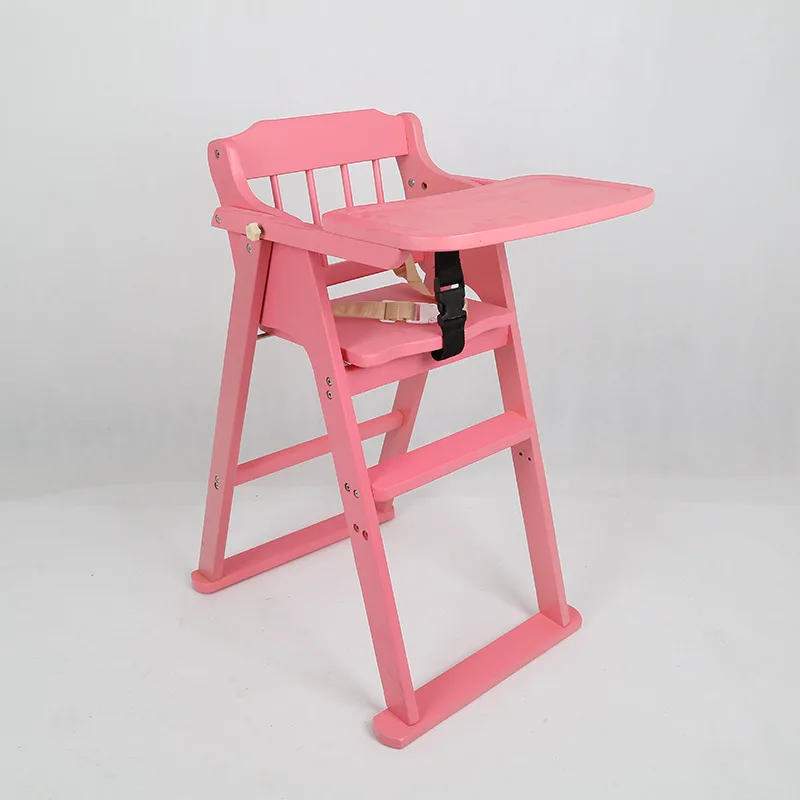 Складной портативный детский стульчик для кормления для девочек и мальчиков, Многофункциональный Детский Стульчик для кормления из твердой древесины, подходит От 6 месяцев до 6 лет - Цвет: pink