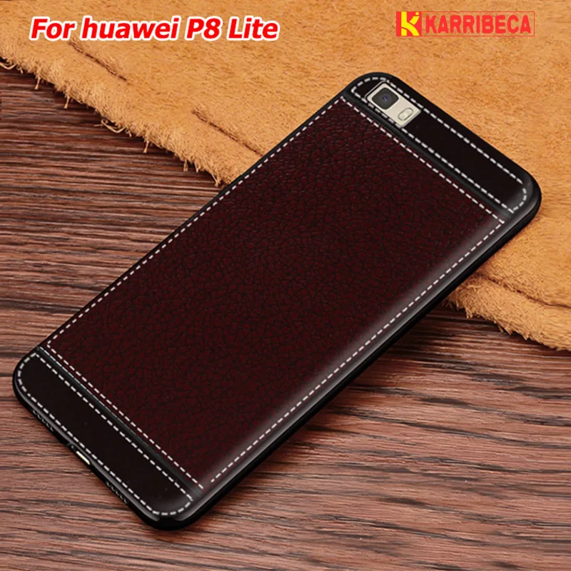 

Litchi silicone case for huawei P8 lite funda P8 lite 2017 hoesje lychee leather soft tpu cover honor 8 Lite coque etui tok kryt