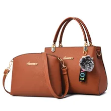 2pcs Leather Bags Handbags Women Famous Brand Shoulder Bag Female Casual Tote Women Messenger Composite Bag Set Bolsas Feminina hottest luxury famous brand women shoulder bag leather smiley tote bags messenger bags feminias bolsas smiling face handbags sac