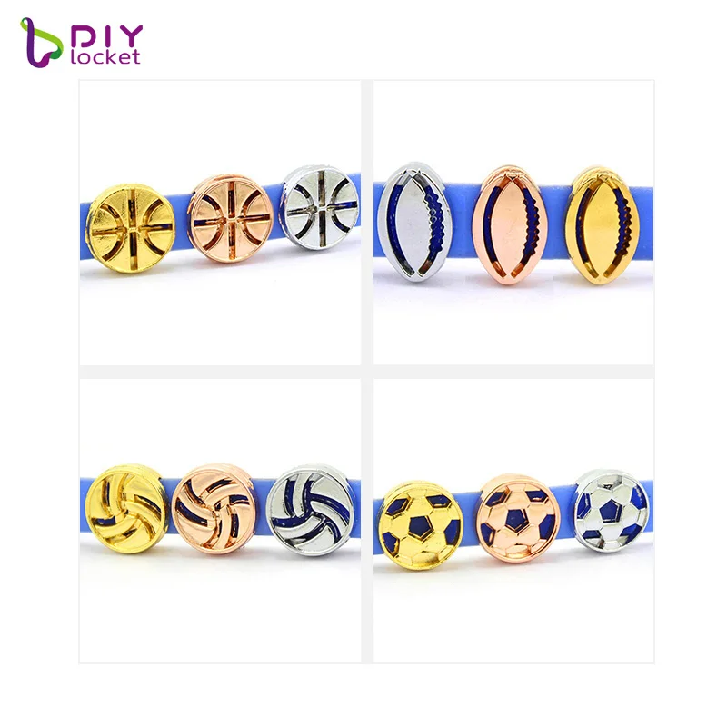 

8MM Sport Slide Charms 10 pieces/lot Fit DIY Wristband Belt & Bracelet LSSC328-371*10