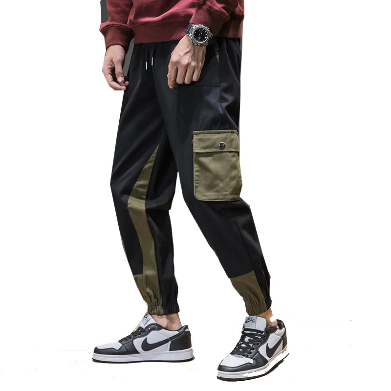 Япония стиль новые Harajuku Мужские штаны для бега уличные повседневные брюки карго уличные спортивные брюки модные хип хоп брюки