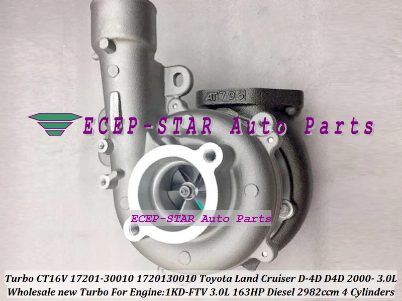 Turbo CT16V 17201-30010 17201 30010 1720130010 Турбокомпрессор для TOYOTA Land Cruiser 120 LandCruiser 1KD-FTV 1KD FTV 1KDFTV 3.0L