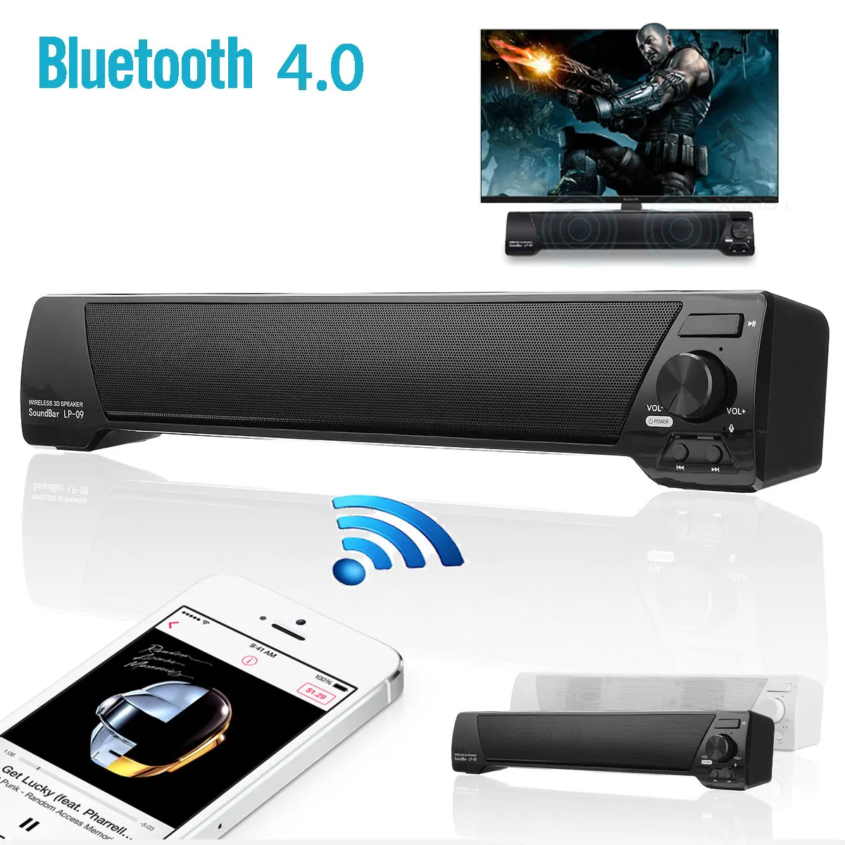 

LEORY Portable Wireless bluetooth Speaker Sound Bar TV 3D Stereo Surround Soundbar Subwoofer Columns HIFI AUX TF USB