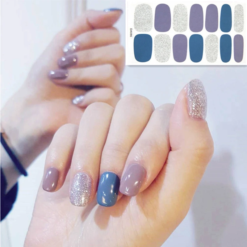 Multi Colored Nails 2019 2019 korea designed full wraps shiny nail art sticker decals multicolor nail stickers strips diy salon manicure drop ship