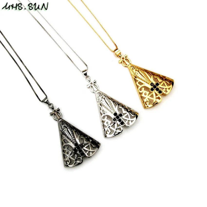 

MHS.SUN New Arrival Zircon Necklaces For Women Girls Catholic Cross Pendant Necklace Fashion Gold Silver Black Chain Jewelry 1PC