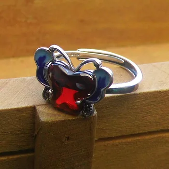 

925 pure silver, Thai silver butterfly open mouth ring lady, antique lovely ring new atmosphere