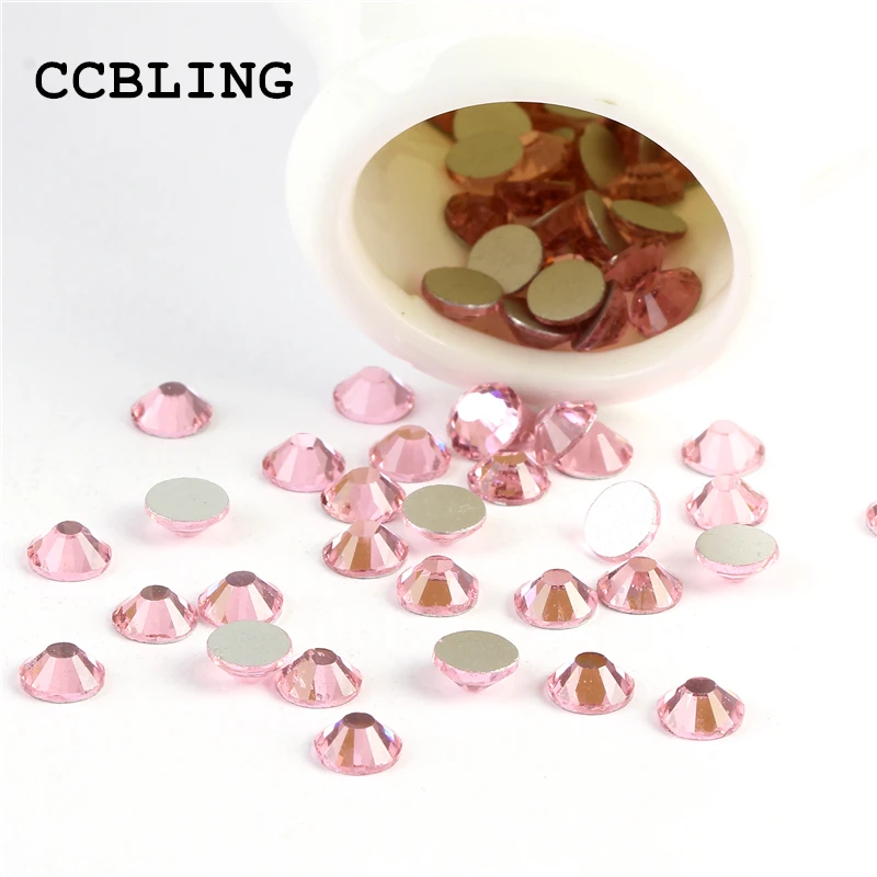 

CCBLING Light Rose ss3-ss30 Nail Rhinestones Flat Back Non Hotfix Glitter Nail crystal,DIY 3d Nail Phones Decorations Supplies