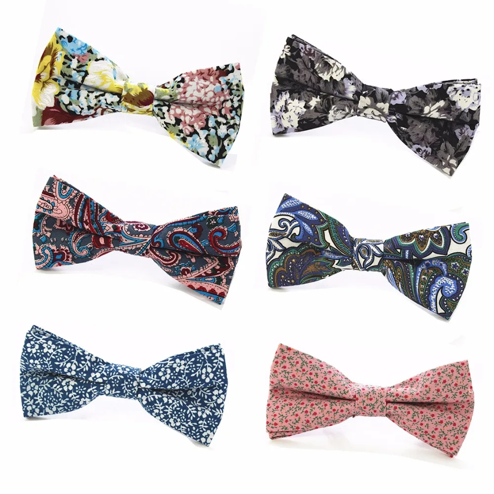 

GUSLESON Quality Bow Ties 100% Cotton Floral Bow Tie Fashion Neckwear For Men Bowtie Papillon Suit Wedding Party