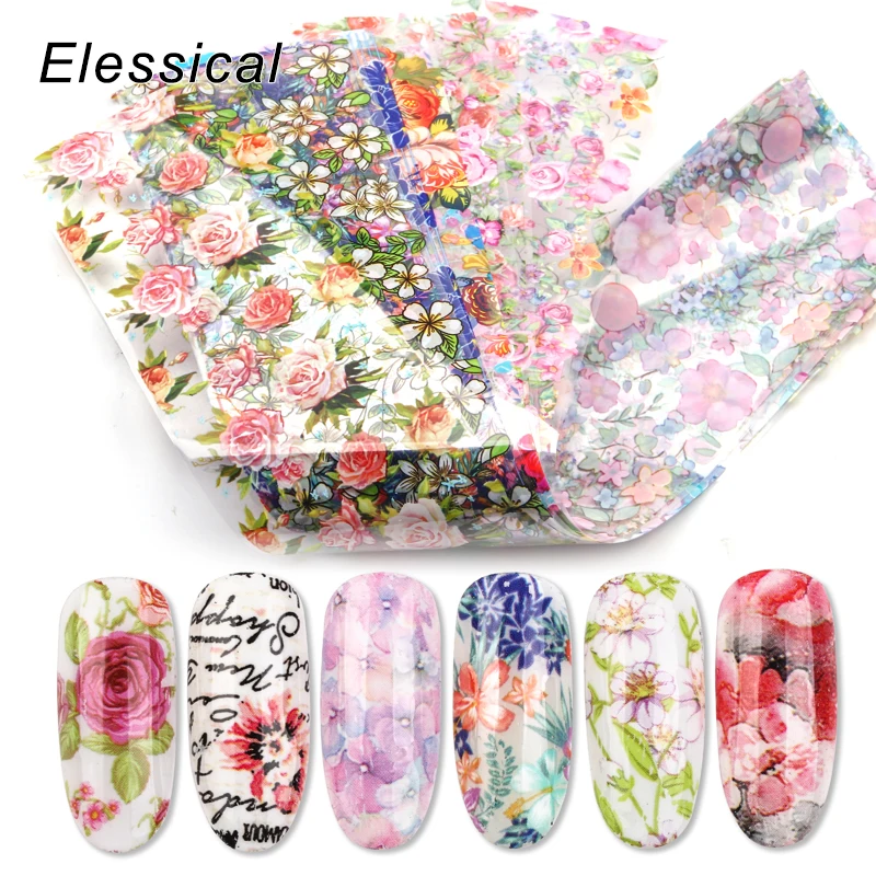 

New 12pcs 4*20cm Nail Art Foil Transfer Stickers For Nails Sliders Design Manicure Decals Nail Decoration 3d wraps Flower Set