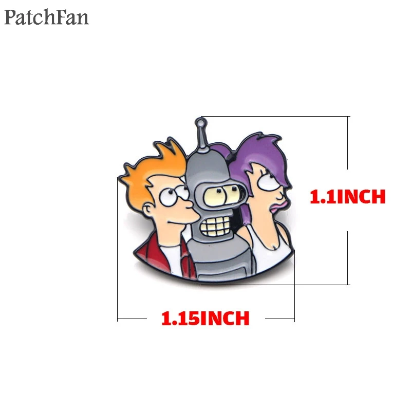 Patchfan Futurama Мультяшные цинковые эмалированные булавки трендовые медали insignia para рюкзак рубашка Броши Одежда Значки для мужчин и женщин A1502