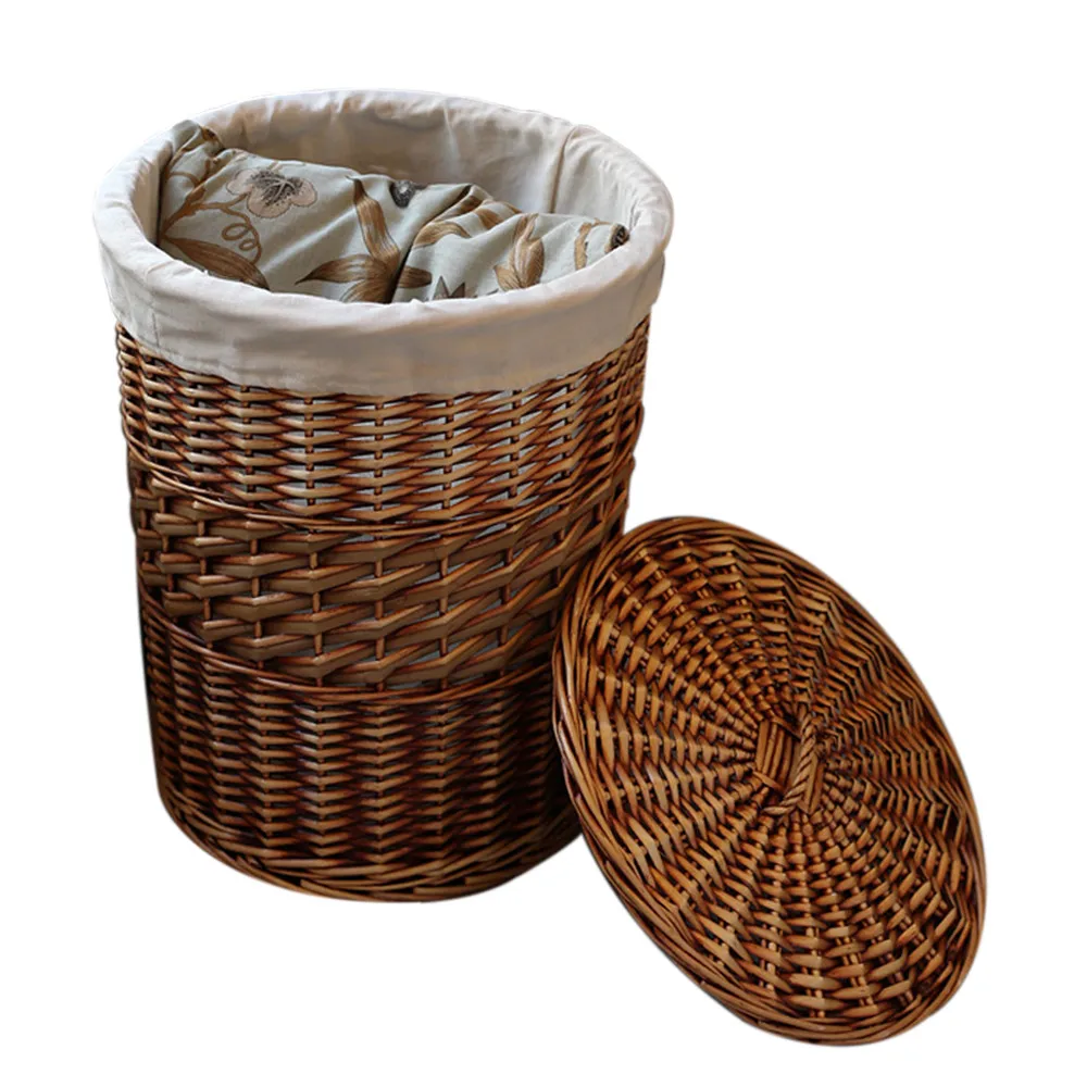 Home Storage Organization Handmade Woven Wicker Cattail Laundry Home Storage Organization Handmade Woven Wicker Cattail Laundry Hamper Baskets With Lid Decorative Cesta In From