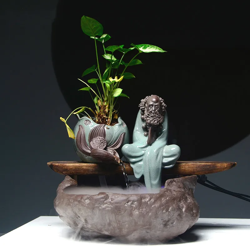 

Zen Home Fountain Water Ornaments Chinese Creative Ceramic Home Office Desktop Decoration Gifts green Plants Are Not For Sale