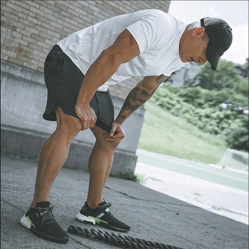 2019 новые мужские летние тонкие шорты для спортзала Фитнес Бодибилдинг беговые шорты по колено дышащие шорты спортивная одежда-сетка