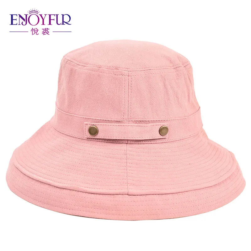 ENJOYFUR летние хлопковые шляпы от солнца для женщин с широкими полями и дышащие шапки-ведра молодежные модные шапки - Цвет: 23