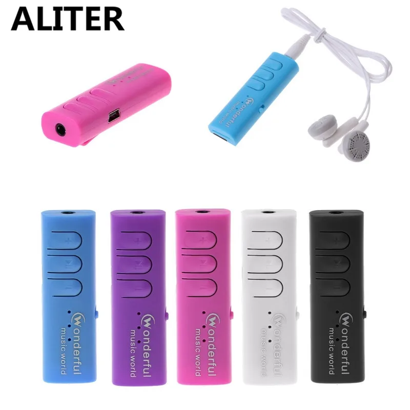 Зажим портативный мини Mp3 USB зарядка цифровой музыкальный плеер синий пластик