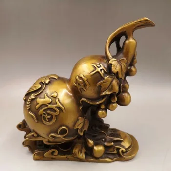 

Chinese Old copper creates wealth fortunes Peace gourd Home decoration