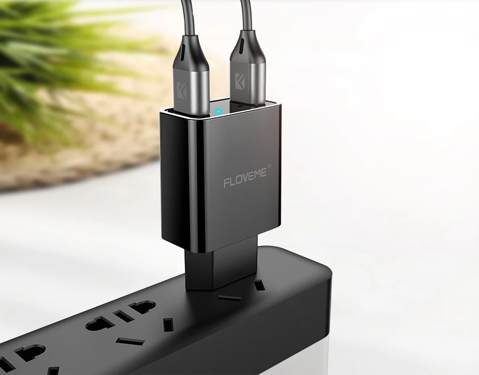 Зарядка для телефон Floveme зарядное устройство 2-Порты USB ЕС Plug телефон Зарядное устройство для iPhone X Samsung S8 Xiaomi LED Дисплей стены Зарядное устройство двойной зарядка через USB