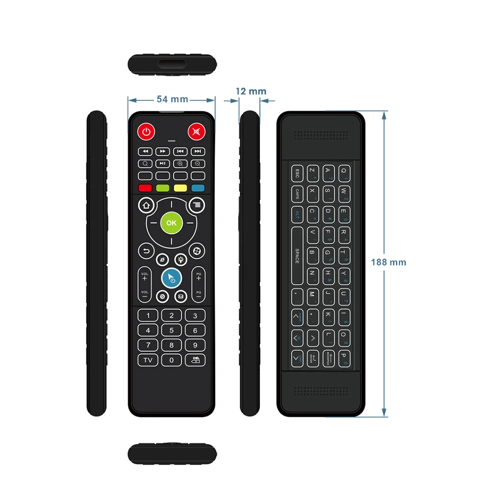 Беспроводная клавиатура Air Mouse TZ18 2 4 ГГц двусторонний пульт дистанционного