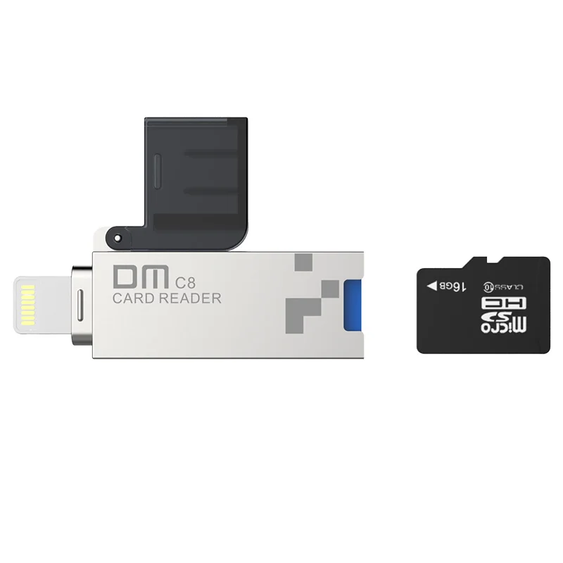 DM CR008 Lightning Micro SD/TF OTG Card Reader USB 3.0 Memory Mini Cardreader for iPhone 6/7/8 Plus iPod iPad OTG Card Reader DM CR008 Lightning Micro SD/TF OTG Card Reader USB 3.0 Memory Mini Cardreader for iPhone 6/7/8 Plus iPod iPad OTG Card Reader