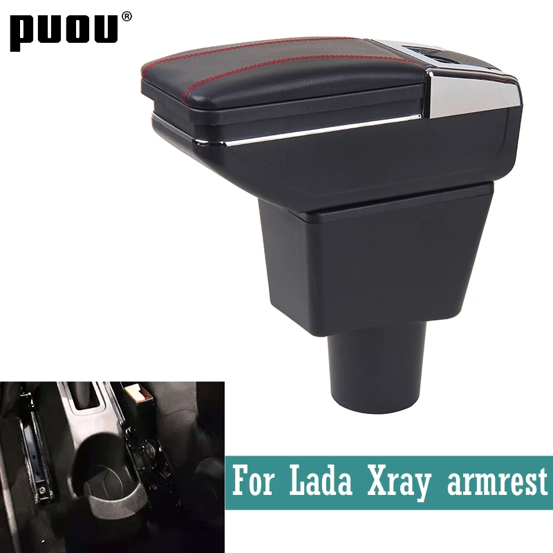 

For Lada Xray armrest box Universal Car Central Armrest Storage Box with cup holder ashtray USB Charging modification accessori