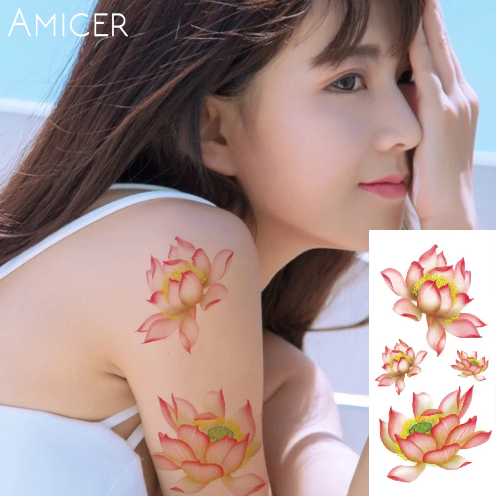 1 piece flash henna tattoo fake temporary tattoos stickers sexy Lotus rose flowers arm shoulder tattoo waterproof women on body fake-body-tattoos : image 1 piece flash henna tattoo fake temporary tattoos stickers sexy Lotus rose flowers arm shoulder tattoo waterproof women on body fake-body-tattoos