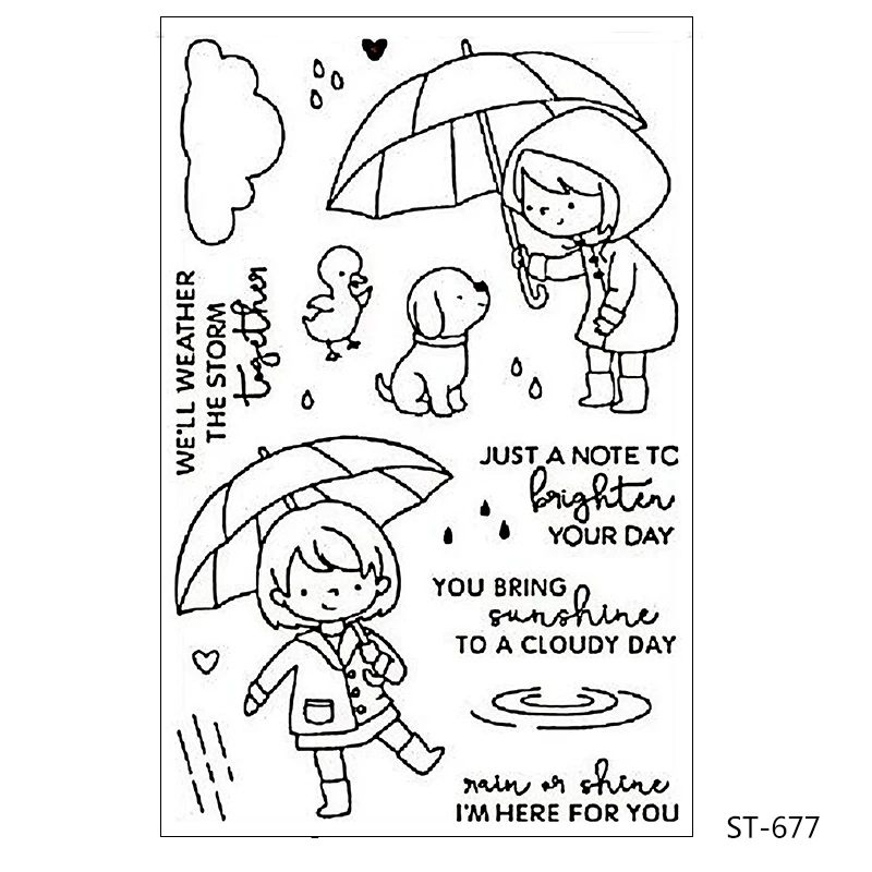 

ZhuoAng Little girl playing umbrella Transparent and Clear Stamp DIY Scrapbooking Album Card Making DIY Decoration Making