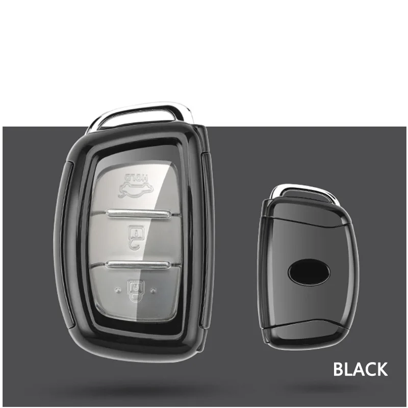 Корпус умного ключа Крышка для hyundai I30 I20 IX25 IX35 Santa Fe Solaris Elantra акцентная Соната весь защитный держатель для ключей - Название цвета: black single shell