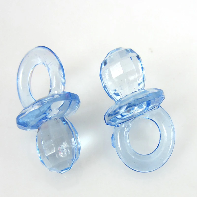 50 шт. драгоценный камень резит Пластик пустышки Baby Shower прозрачный синий мальчики для украшений на вечеринку 12x21 мм