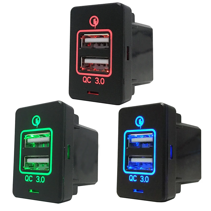 

12V 24V DC Dual USB Port Adapter Quick Charge QC 3.0 USB Car Adapter Socket For Honda F20 Car With Connecting Wire LED Indicator