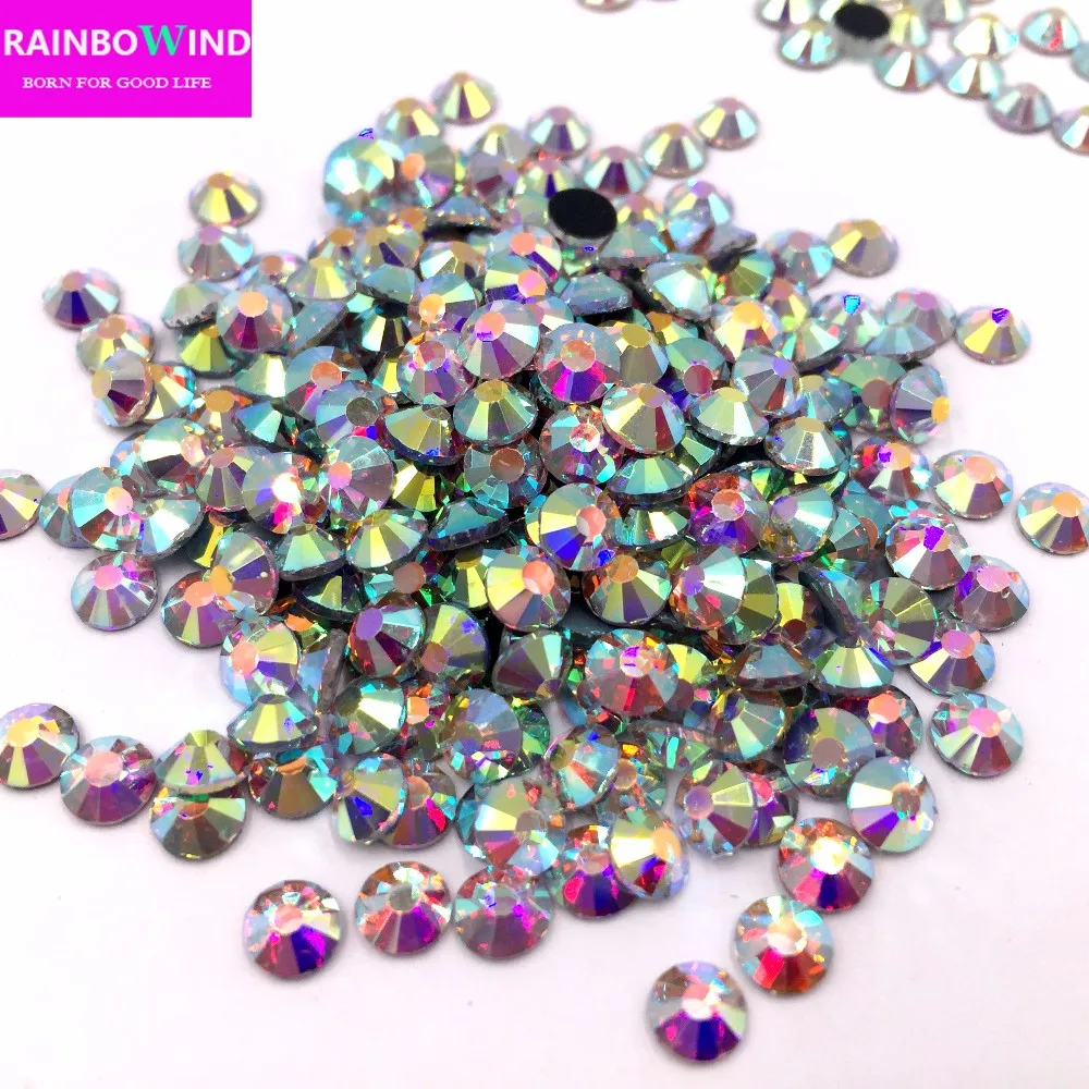 

White AB DMC SS16 SS20SS30 3D Nails Art Tips Glass Rhinestone Flatback DIY Nail Beads hotfix Wedding deco iron on clothes