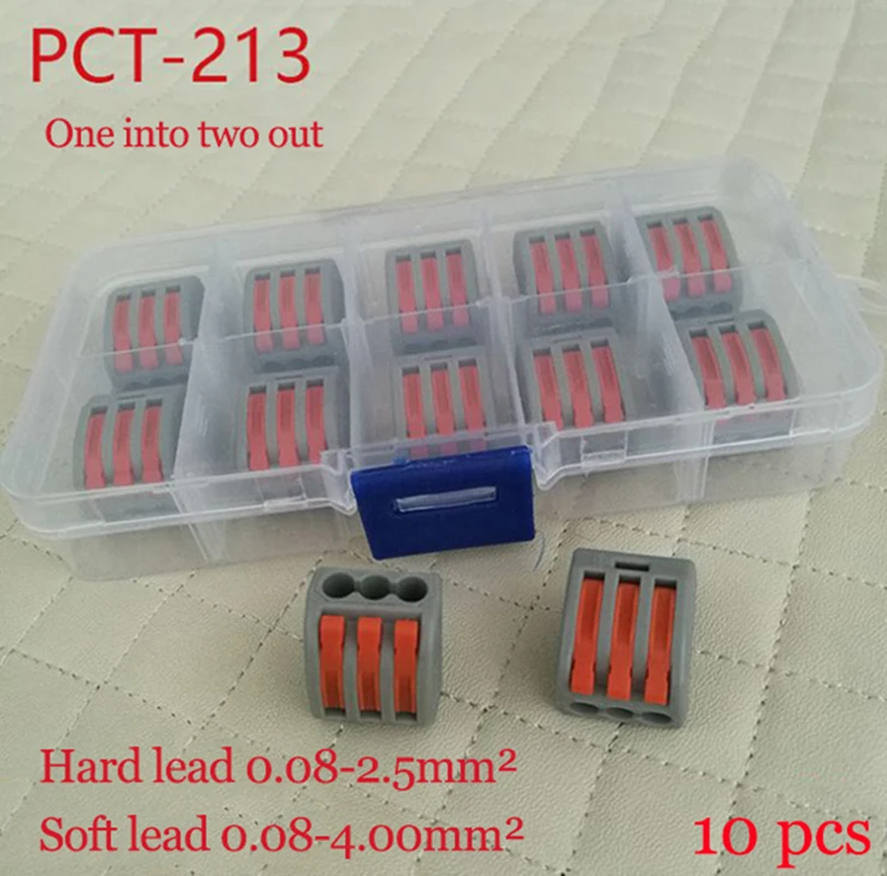 

10pcs Universal 3 Pin Wire Wiring Connector Terminal Block Fast Wiring Conector Accessories With Lever 0.08-2.5mm2