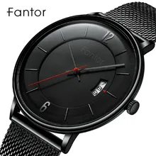 Fantor мужские часы лучший бренд новые роскошные классические кварцевые наручные часы для мужчин s relogio masculino сетчатые стальные водонепроницаемые часы для мужчин